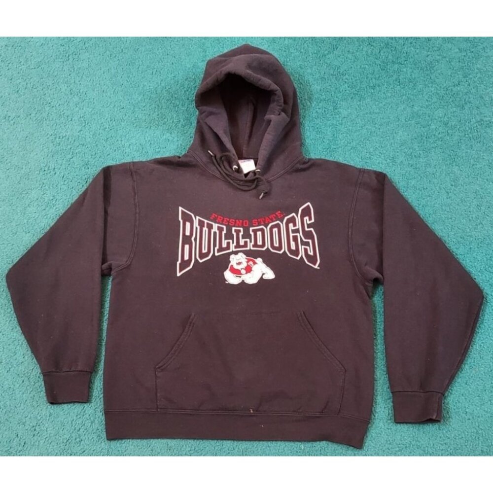 Vintage Jerzees Fresno State Bulldogs Graphic Sweatshirt Hoodie Black Medium